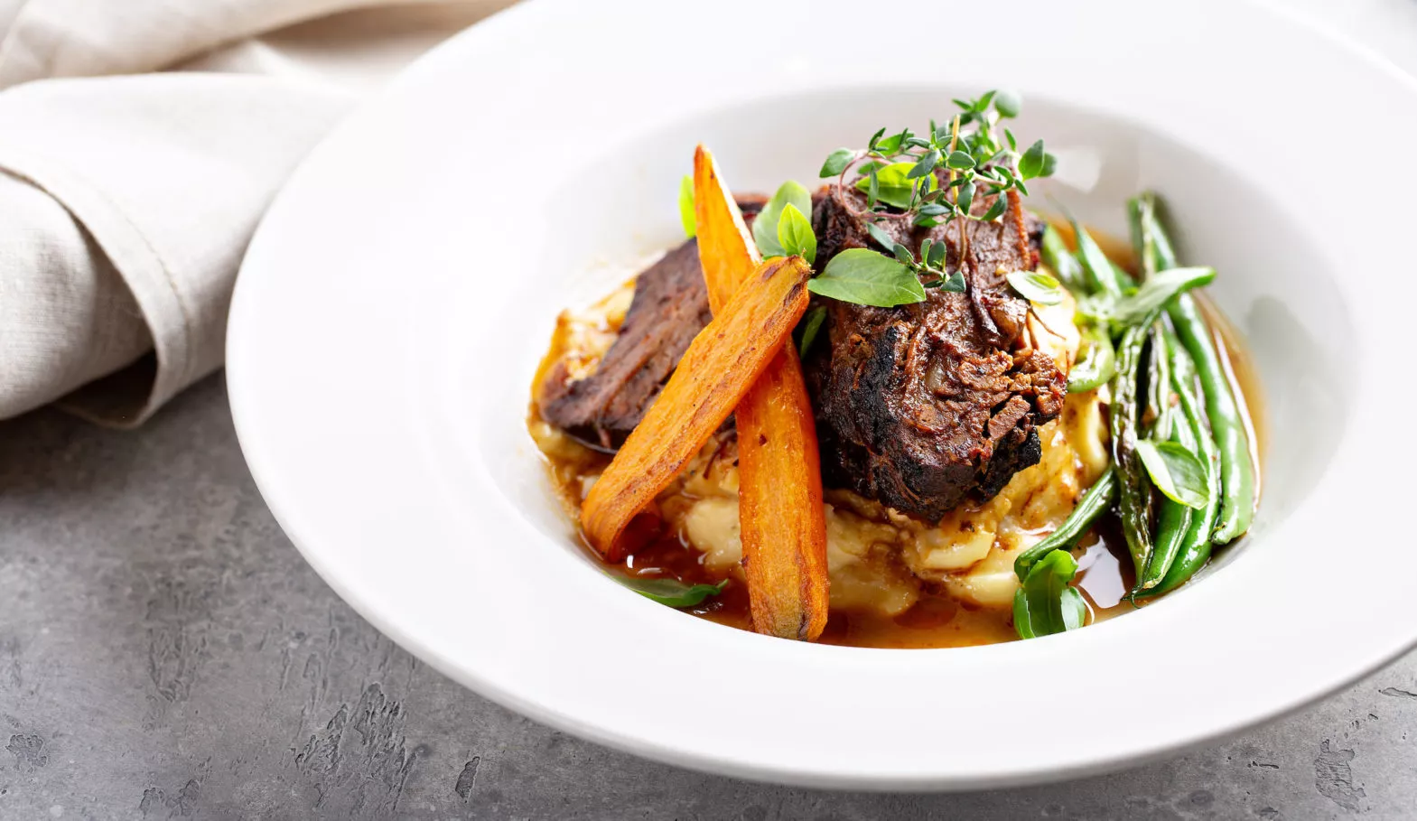 Beer braised brisket on mashed potatoes