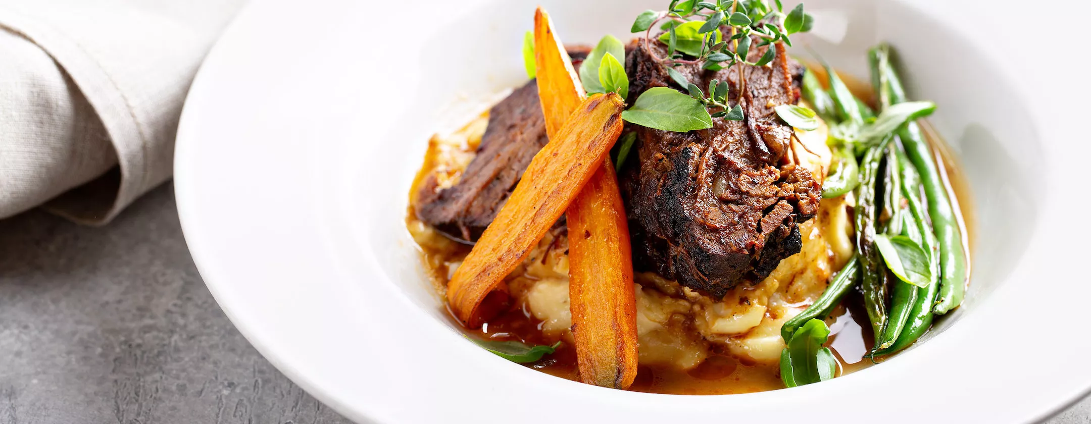 Beer braised brisket on mashed potatoes