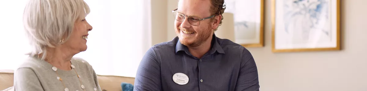 Senior woman and Oakmont team member