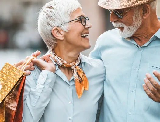 Senior couple shopping downtown East Sacramento