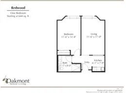 Redwood one bedroom floor plan