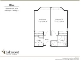 Olive semi private suite floor plan
