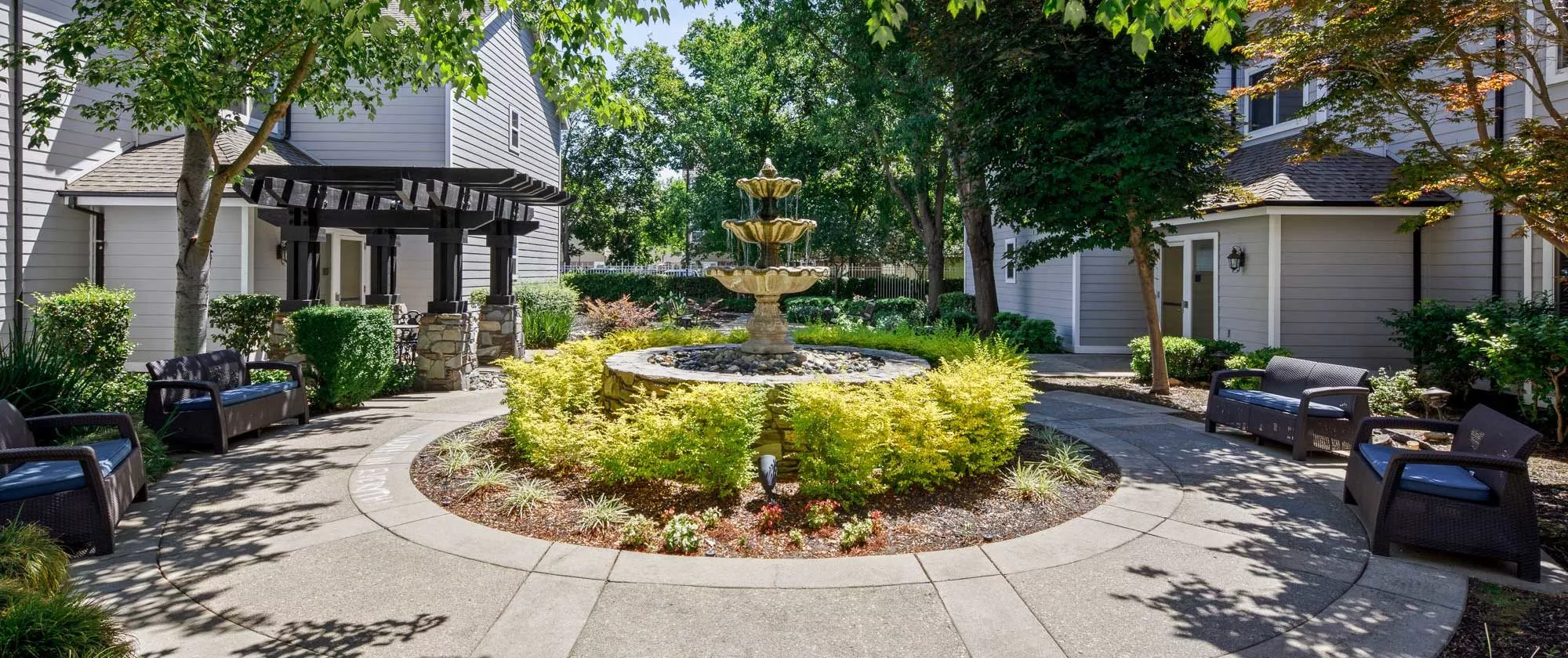 Brookside garden with fountain