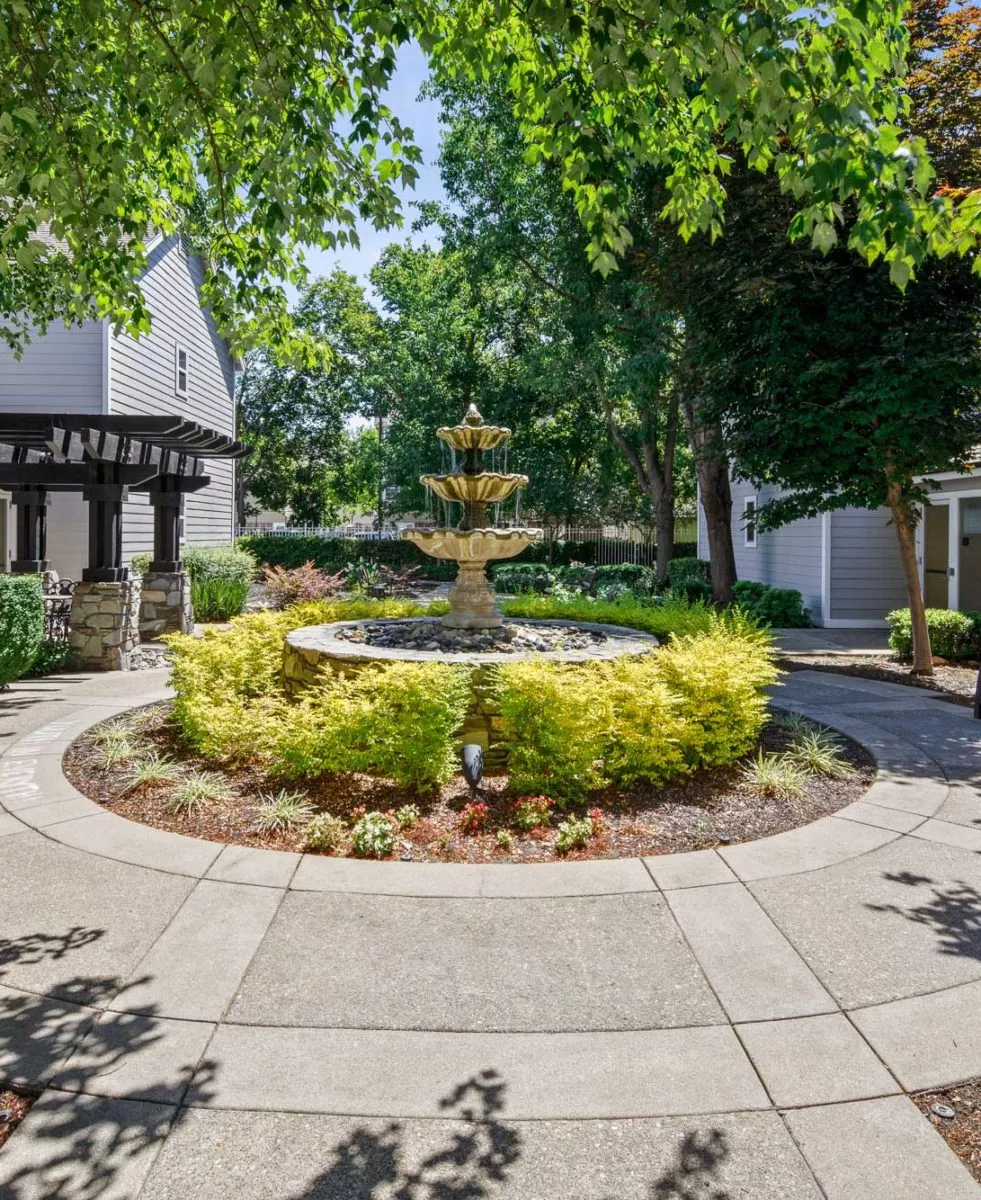 Brookside garden with fountain