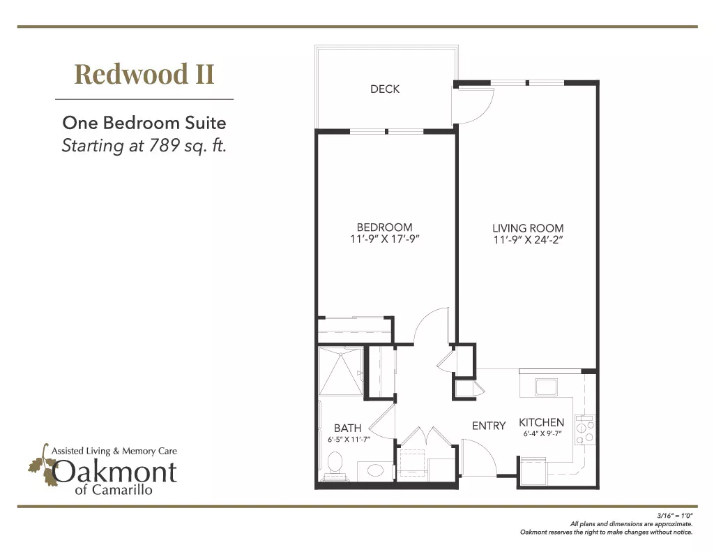 Camarillo Redwood one bedroom floor plan