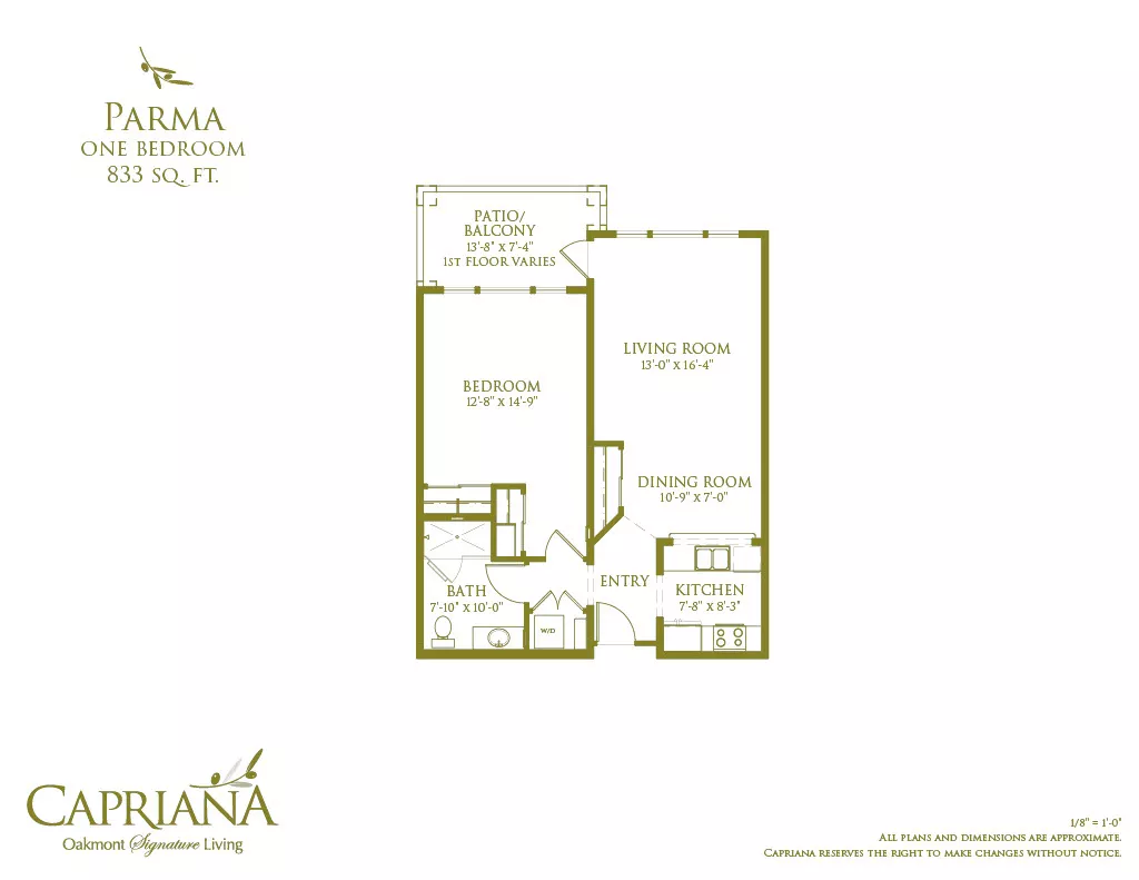 Parma one bedroom floor plan