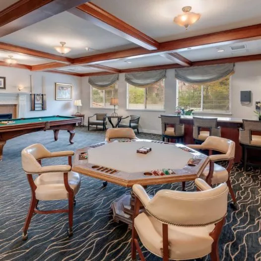 Chino Hills entertainment room with game table