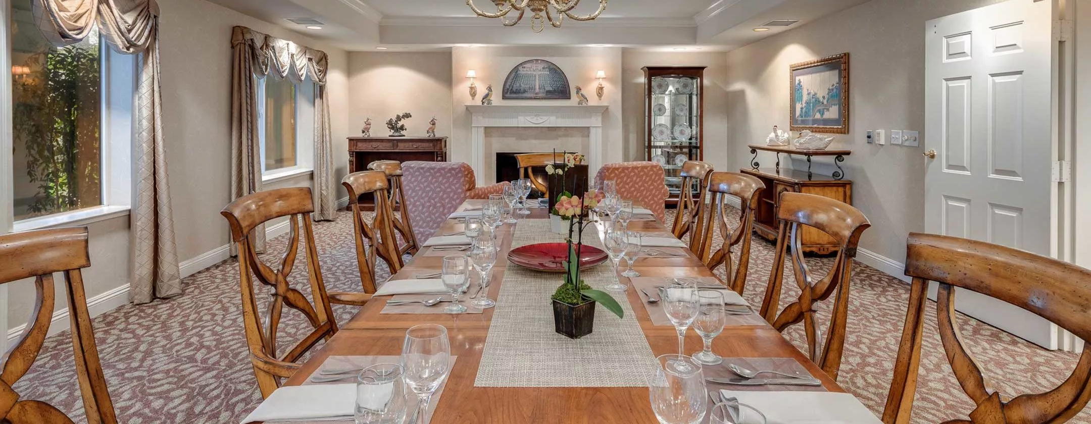 Chino hills elegant private dining room with long table