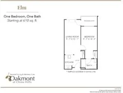 Elm one bedroom floor plan