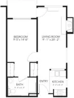 Olive One bedroom floor plan