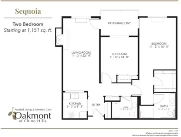 Sequoia two bedroom floor plan