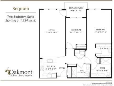 Sequoia two bedroom floor plan