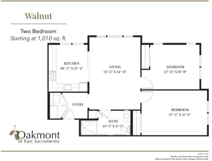 Walnut two bedroom floor plan