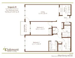 Sequoia two bedroom floor plan