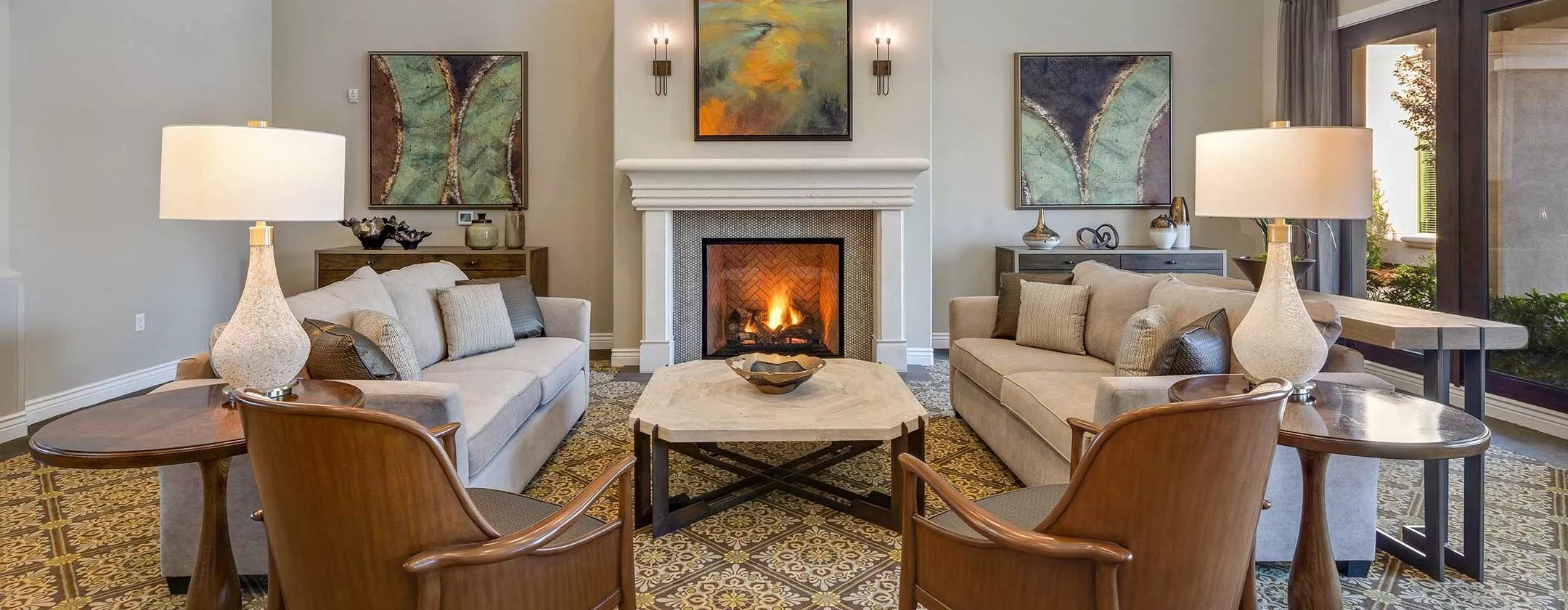 El Dorado Hills lounge with fireplace