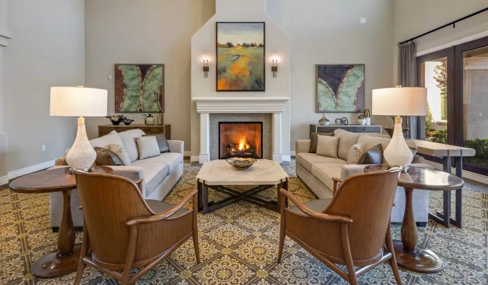 El Dorado Hills lounge with fireplace