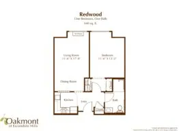 Redwood one bedroom floor plan