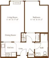 Redwood one bedroom floor plan