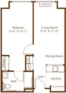 Carmel one bedroom floor plan