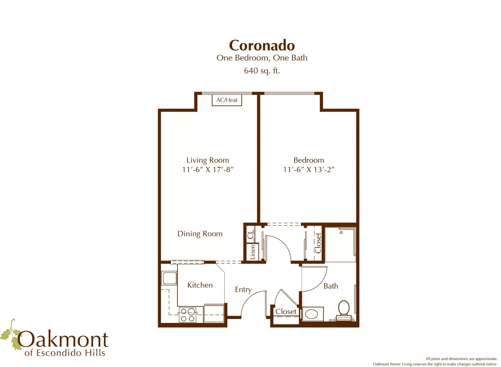 Coronado one bedroom floor plan