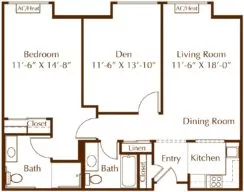 Del Mar one bedroom floor plan