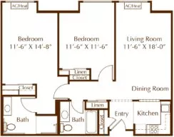 La Jolla two bedroom floor plan