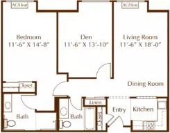 Walnut one bedroom floor plan