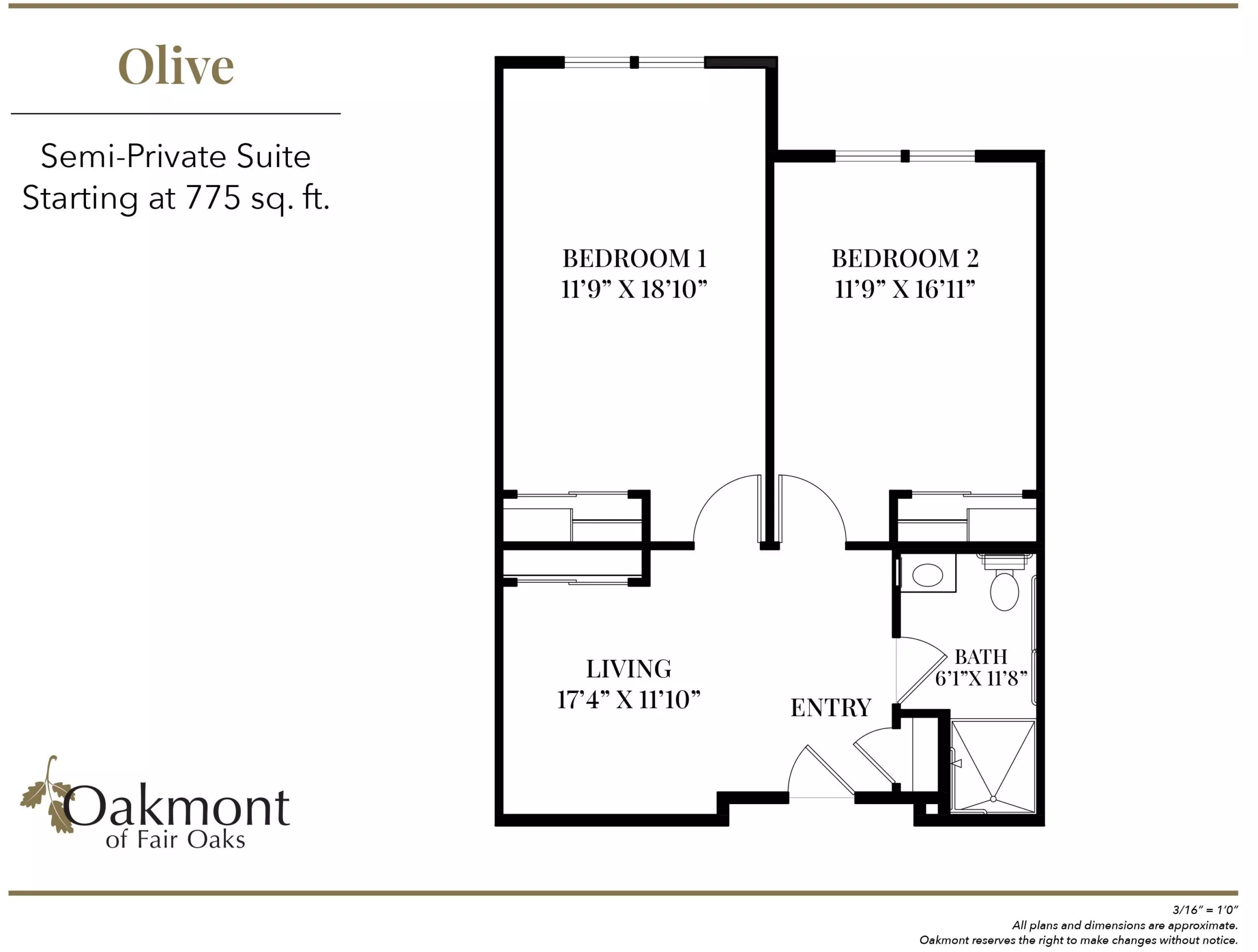 Olive Semi private suite floor plan