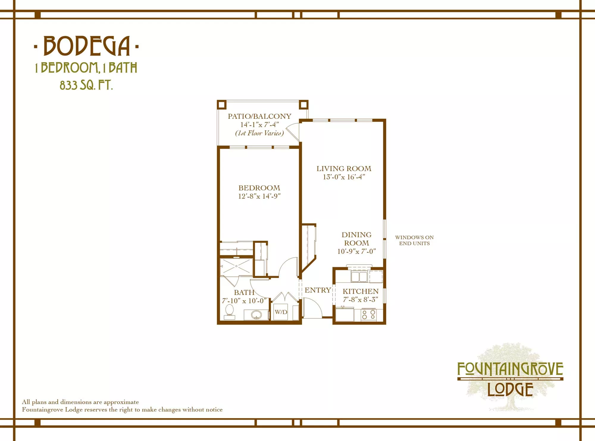 Bodega one bedroom floor plan