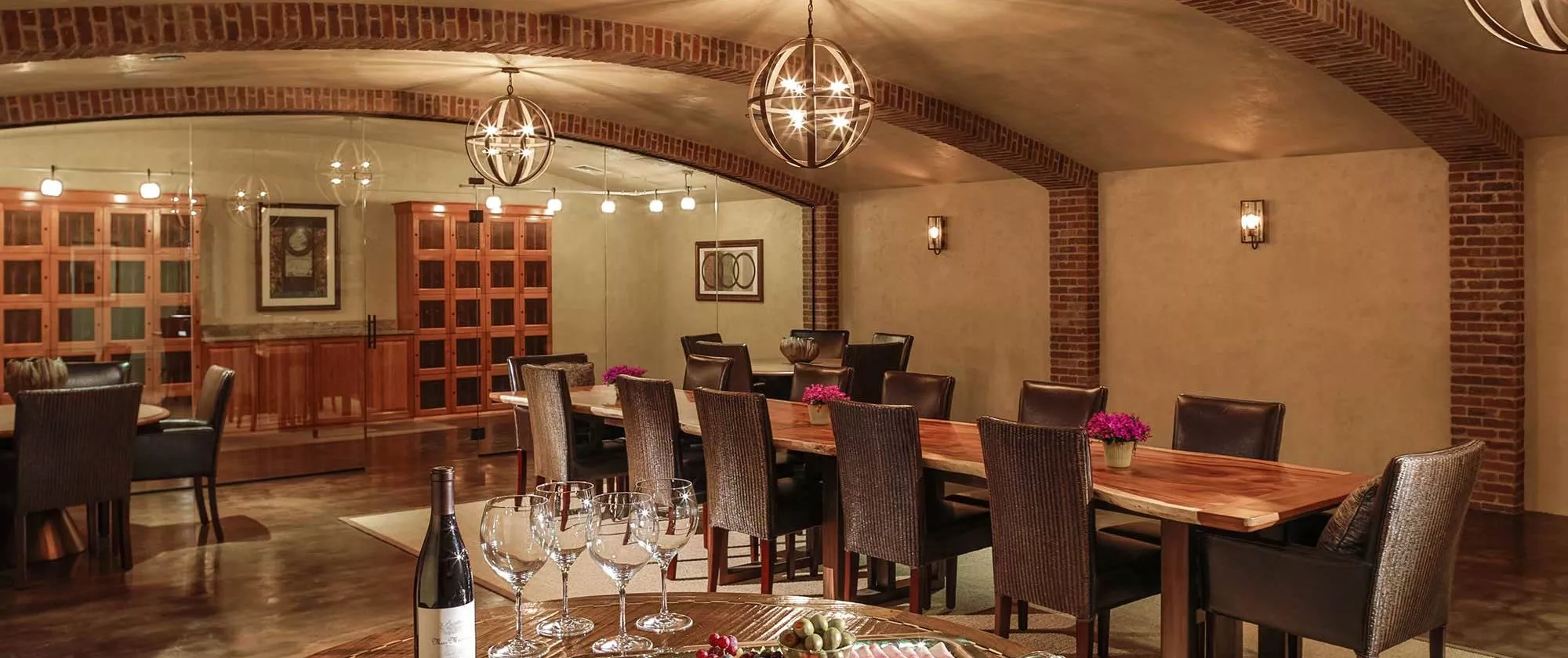 Fountaingrove Lodge private dining room with charcuterie board and wine glasses
