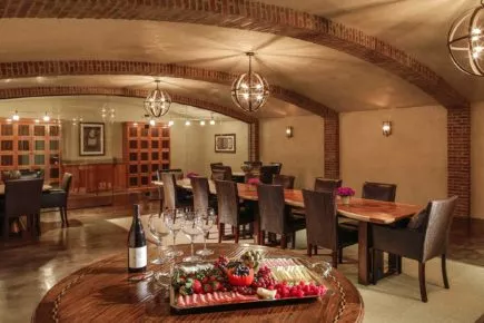 Fountaingrove Lodge private dining room with charcuterie board and wine glasses