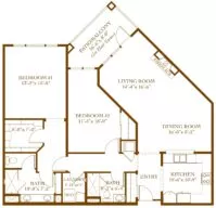 Annadel two bedroom and two bath floor plan