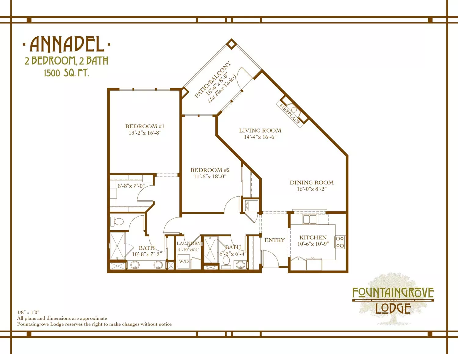 Annadel two bedroom and two bath floor plan