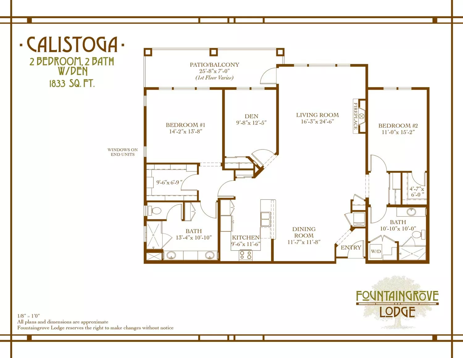 Calistoga two bedroom and two bath floor plan