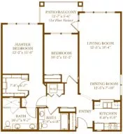 Jenner two bedroom and two bath floor plan