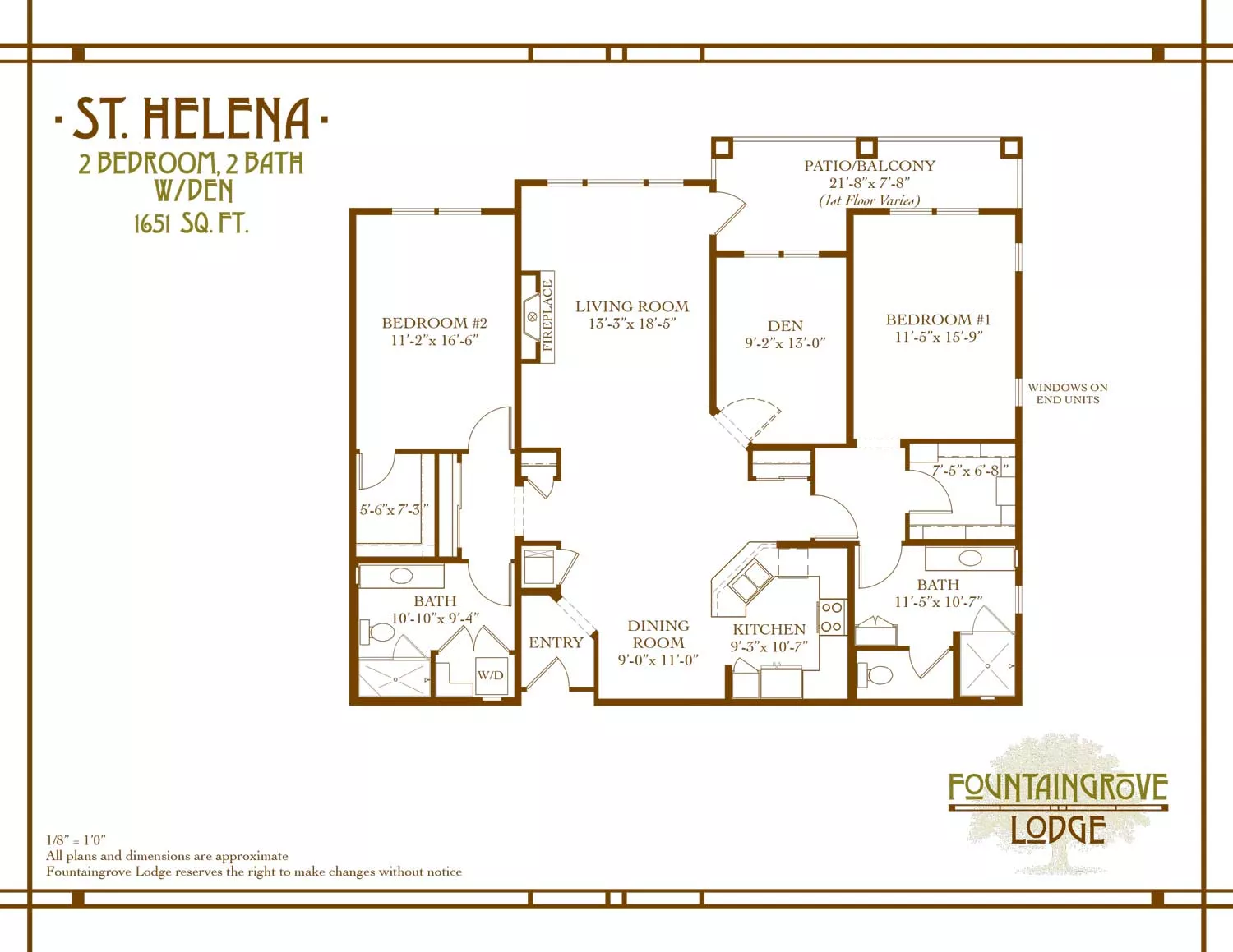 St Helena Two Bedroom and Two Bath floor plan