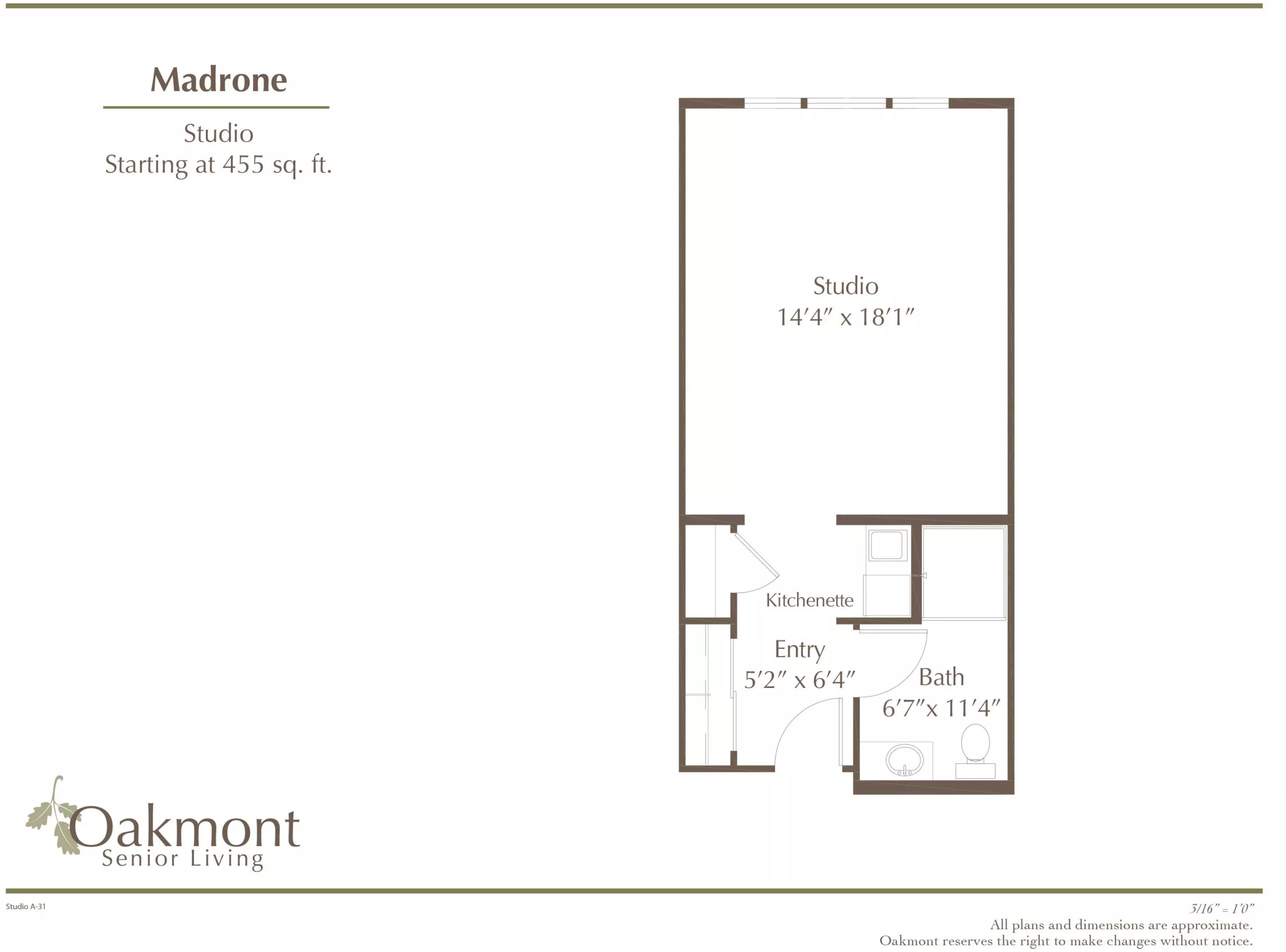 Madrone Studio floor plan