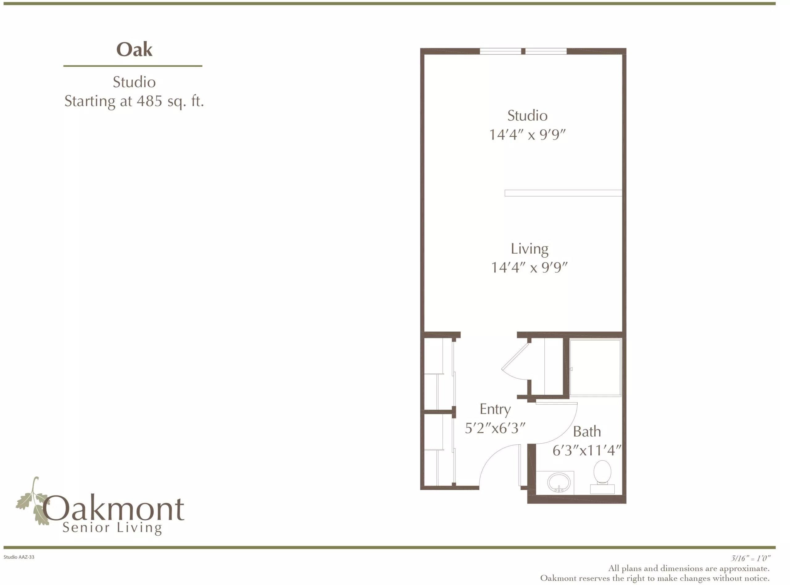 Oak Studio floor plan