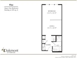 Pine open one bedroom floor plan