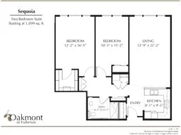 Sequoia two bedroom floor plan