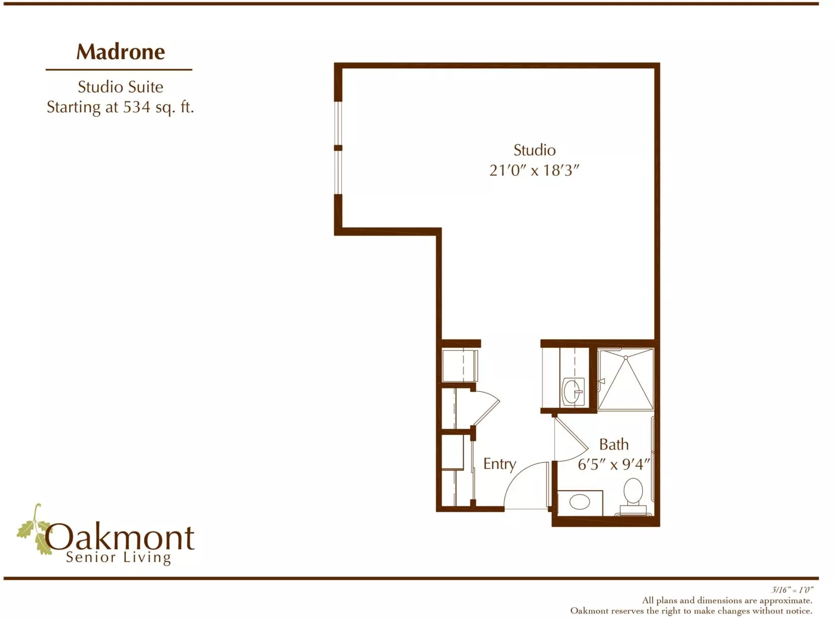Madrone Studio suite floor plan