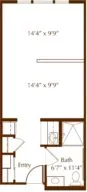 Pine open one bedroom floor plan