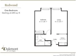 Redwood one bedroom floor plan