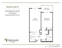 Redwood one bedroom suite floor plan