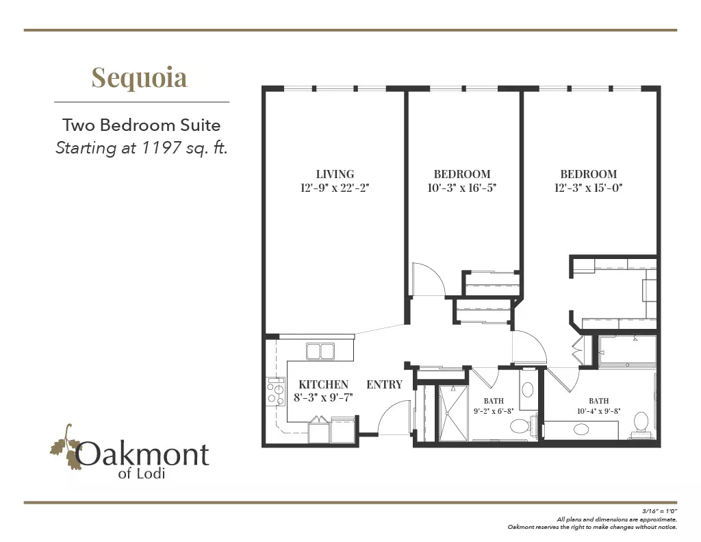 Sequoia two bedroom suite floor plan