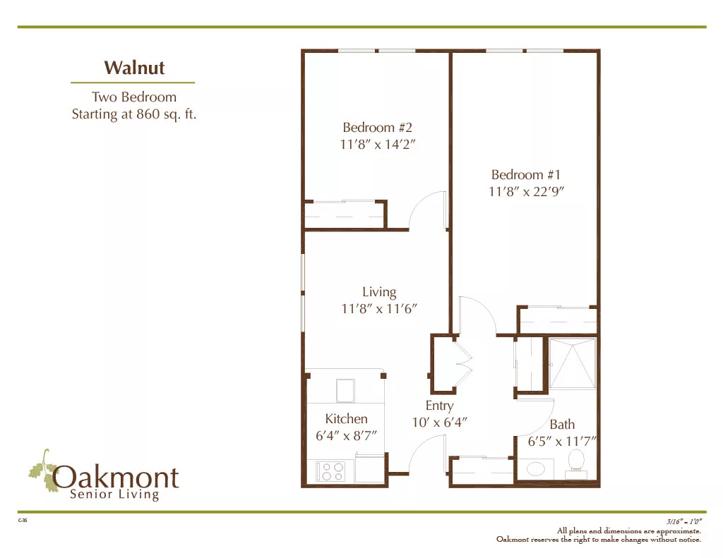 Walnut Two bedroom floor plan