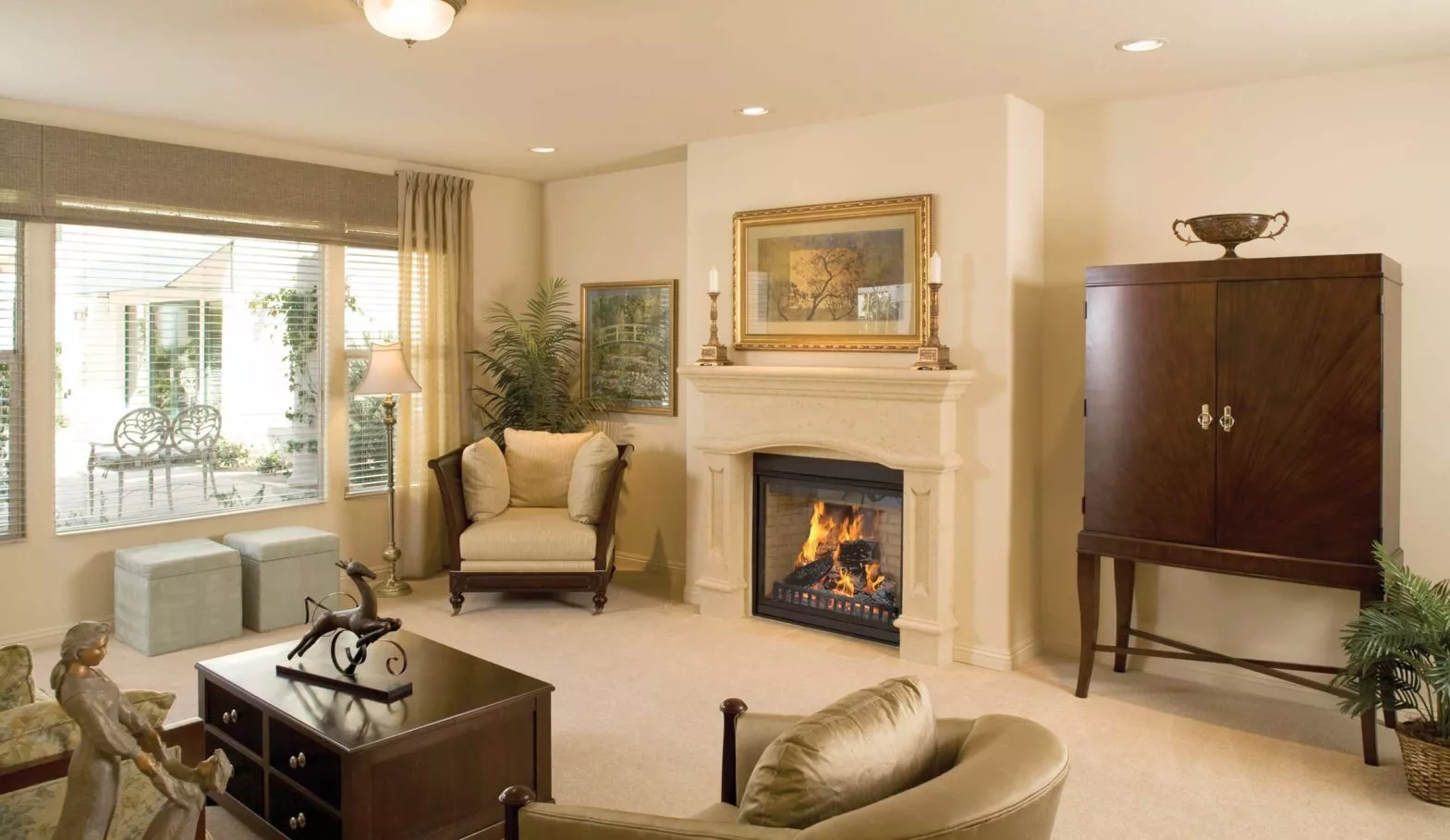 Montecito living room with fireplace