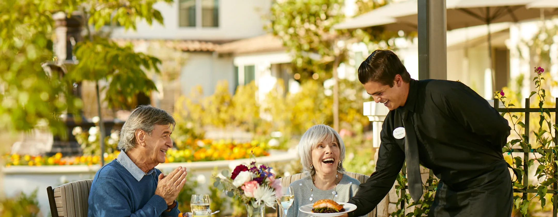 Seniors are being served breakfast