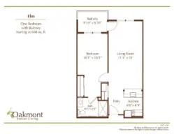 Elm one bedroom floor plan