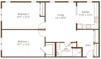 Walnut two bedroom floor plan